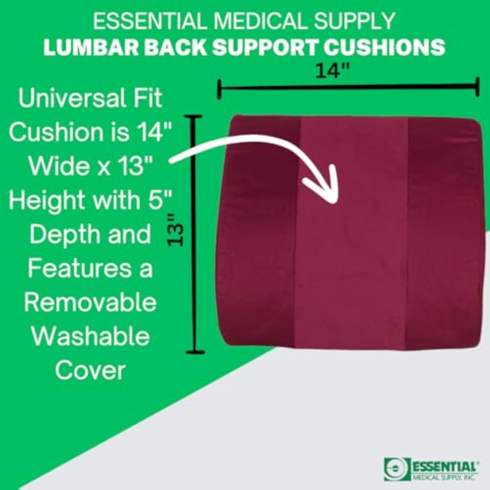 Molded Lumbar Cushion with Elastic Strap, Burgundy