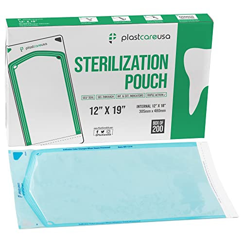 200 12 Inch X 19 Inch Sterilization Pouches, Sterilizer Autoclave Bags For Sterilizing Dental Medical Instruments And Cleaning Tools #TOP16