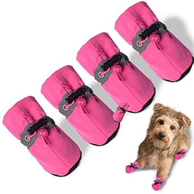 TEOZZO Dog Boots Paw Protector, Anti-Slip Winter Dog Shoes with Reflective Straps for Small Medium Large Dogs 4PCS(Size 5: 2.16"x1.77")