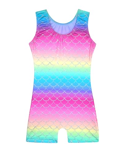Image of HOZIY Gymnastics Leotards for Girls Unicorn Aurora Rainbow Mermaid Dinosaur Cupcake Sparkle Biketard Toddlers Kids Children
