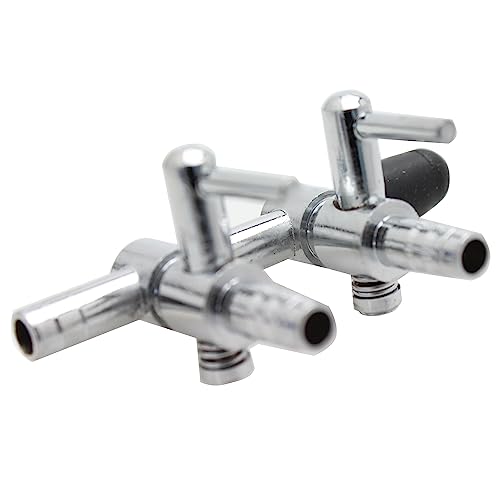 Image of TAODAN 2PCS 2-Way Aquarium Metal Gang Manifold Air Line Control Valve Air Tap Air Splitter Stainless Steel Air Flow Splitter Pump Lever Valve