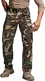 CQR Men's Tactical Pants, Water Resistant Ripstop Cargo Pants, Lightweight EDC Work Hiking Pants, Outdoor Apparel, Duratex Mag Pocket Print Woodland Camo, 34W x 30L