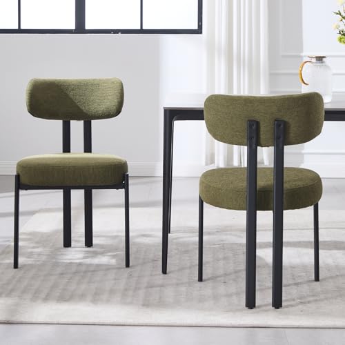 chairus Chaises Rembourrées de Salle à Manger Lot de 2 Chaise Cuisine en Chenille Moderne Chaise de Scandinaves (Vert)