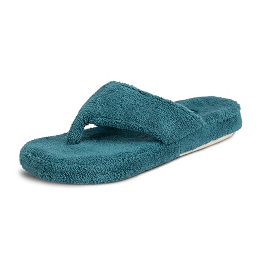 Acorn Women's Spa Thong Slippers with Cloud Contour Comfort - Arch Support and Plush Fluffy Terry Lining, Perfect for Beach, Camping, Poolside, or Bathroom Wear