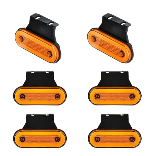 Inscrip Lot de 6 feux de position LED 12 V/24 V avec support, éclairage de remorque, feu de position latéral pour camion, réflecteur, feu arrière, feu de freinage pour remorque, caravane, voiture