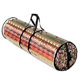 ZOBER Christmas Wrapping Paper Storage Bag - Fits 14 to 20 Standard Rolls Upto 40'- Slim Design Underbed Wrapping Paper Storage Container or Closet Storage Gift Wrap Organizer (Black)