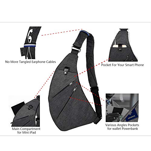 Wishliker Crossbody Sling Bag Schoudertas, anti-diefstal, borstzak, multi-pocket-rugzak voor heren en dames - Image 4