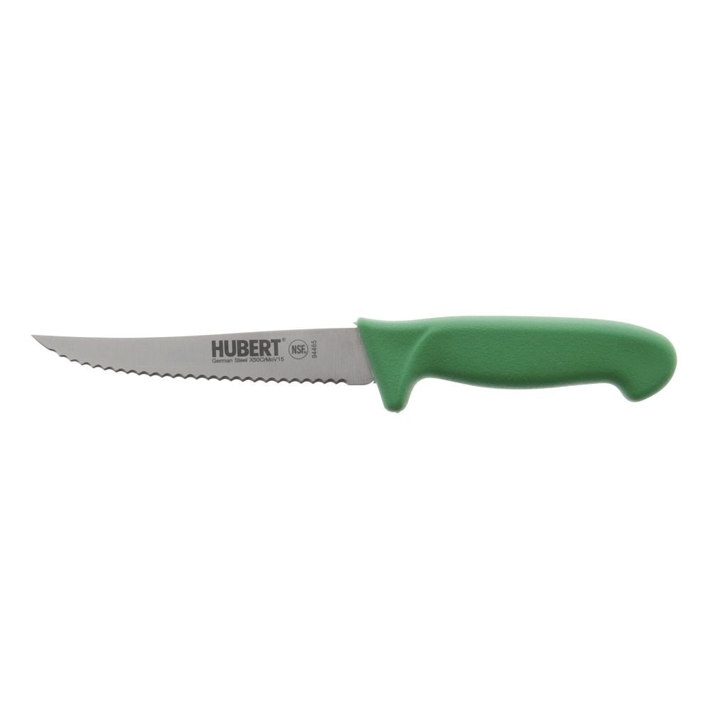 Utility Knife Stainless Steel Scalloped with Green Polypropylene Handle - 5"L Blade by HUBERT – Stainless Steel, Silver