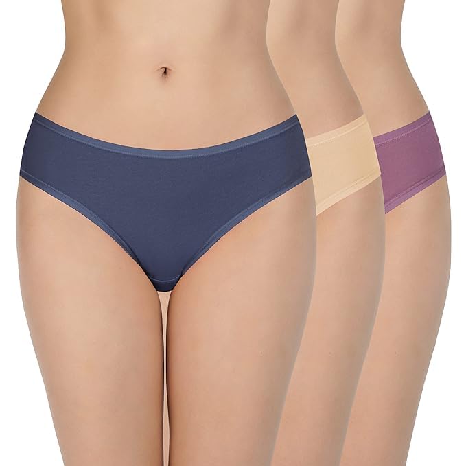 Image of LOURYN KOULYN Solid Low Rise Cotton Bikini Panty Pack(Pack of 3)