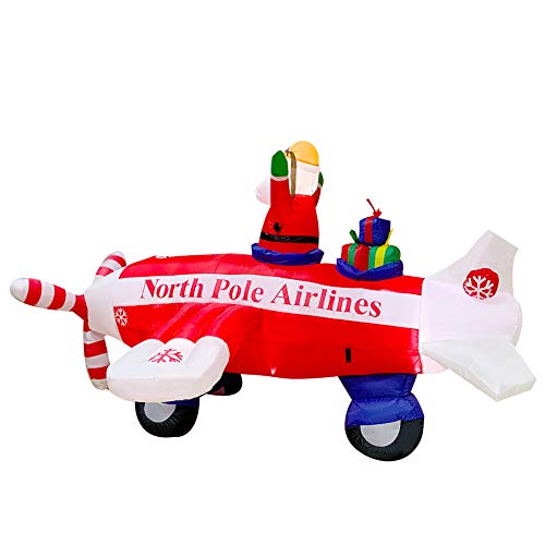 Seasonblow Christmas Inflatable Santa Claus Flying Airplane & Airplane Propellers Spin Decoration For Outdoor Indoor Lawn Yard Garden Party Home Holiday #TOP5