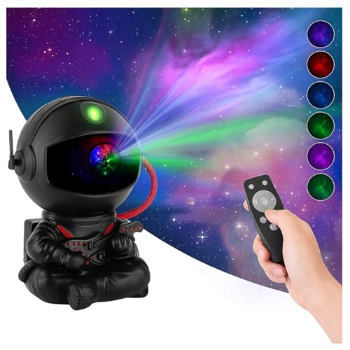 Image of One94Store Astronaut Galaxy Projector Star Night Light - 360 Rotating LED Nebula Lamp with Remote, Timer & Adjustable Head for Kids Room, Bedroom, Home & Party Decor (Guitar Astronaut, Black)