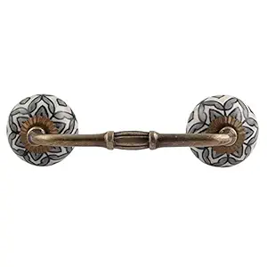 Indian-Shelf 1 Piece 4 inches Pulls - Bridge Long T-Bar Door Handle - Ceramic Almirah Handle - Grey Wardrobe Pulls