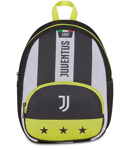 Seven Zaino Small Juventus, Bianco Nero, Zaino Mono Scomparto con Tasca per Borraccia e Tasca Frontale, Capienza 14 Litri, per Bambino, Asilo