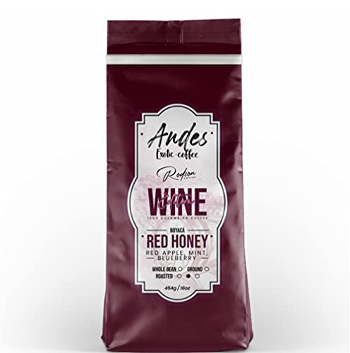 COFFEE ANDES EXOTIC RED HONEY (WINE) ,16oz, (WHOLE BEAN)Single Origin ,100 Colombian Coffee ,Medium Roast ,Coffee Specialty,Andres Salinas Signature