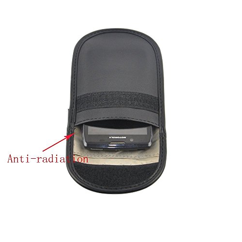 Pu Leather Cell Phone Anti-Tracking Anti-Spying GPS RFID Signal Blocker Pouch Case Bag Handset Function Bag (Black