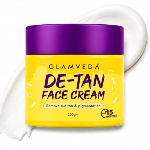 Image of Glamveda De Tan Cream Mask for Men & Women | Kojic Acid Face Pack for Tan Removal, Pigmentation & Sun Damage Care | Instant Brightening & Glow Boosting Formula for Radiant Skin | Suitable for All Skin Types | 100g