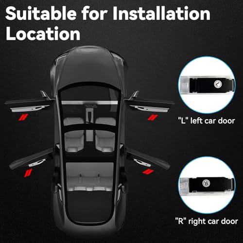 Luces para puertas Dodge R/T solución suelo oscuro, lámparas de bienvenida LED y luces de charco rojas 3