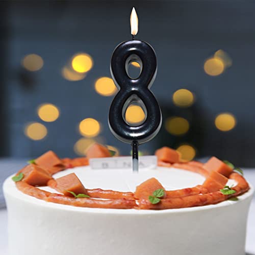 10 Pieces Birthday Numeral Candles, Cake Numeral Candle for Cake Decoration, Number 0-9 Cake Topper Candles Number 0 1 2 3 4 5 6 7 8 9 for Birthday Wedding Anniversary Party Celebration, Black - Image 6