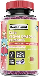 Herbaland Vegan Omega-3 Gummies For Kids - Sugar-Free, Plant-Based Fish Oil, Children's Vitamins