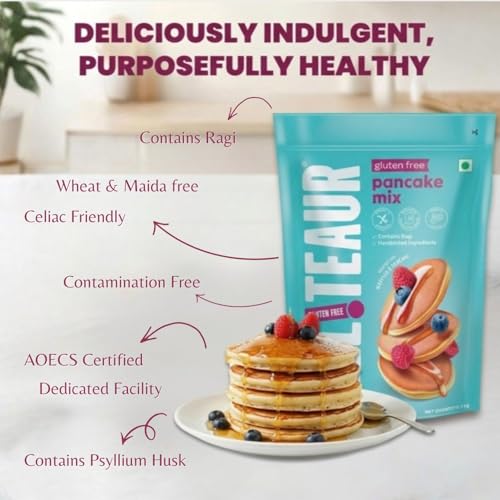 Image of Reliteaur Foods Gluten Free Pancake Mix (1KG) | No Maida | Ragi, Rice & Bengal Gram | For Waffles And Pancakes |AOECS Certified | No Allergen | Quick And Easy (Pack Of 2)