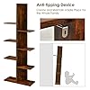 HOMASIS Libreria Verticale a Colonna da Terra a 7 Livelli, Libreria ad Albero in Legno, Angoliera Libreria Scaffale per Salotto, Soggiorno, Ufficio, Portata di 40 kg, 50 x 20 x 141 cm (Marrone) #5