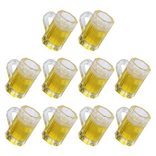 Toddmomy Mini Beer Mugs Adornments 10Pcs Realistic Miniature Beer Steins Figurines Home Decoration for Mini Houses Desktop Display and DIY Crafts