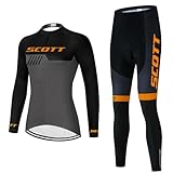 Koogycco Women's Cycling Jersey Set Long Sleeve Bike Shirt Bicycle Clothing Cycling Pants with Gel Padded