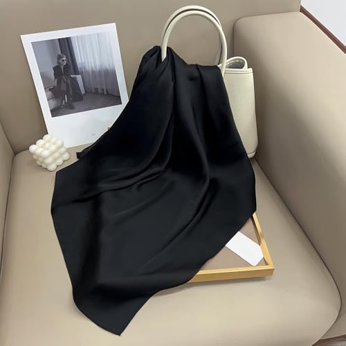 Silk Head Scarf for Women Satin Neck Scarves Square Solid Hair Bandana Headband 27.5"4