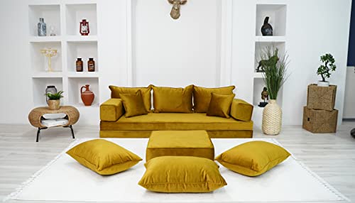 20,3 cm dicke, goldfarbene Samt-Bodensofas, modulares Sofa, Schnittsofa,...