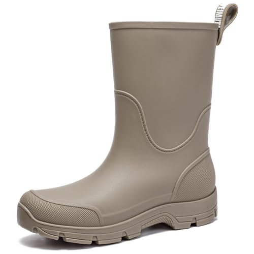 Image of WOWSTICK Waterproof Rain Boots for Men and Women Lightweight Slip Resistant Fishing Deck Garden Mid-calf Outdoor Work Booties
