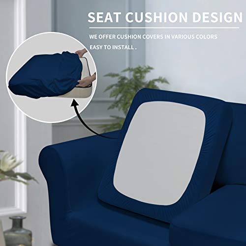 Image of Easy-Going 4 Pieces Oversized Stretch Couch Cover for Dogs Washable | Sectional Sofa Slipcover for 3 Separate Cushion Couch - Elastic Furniture Protector for Pets, Kids Navy
