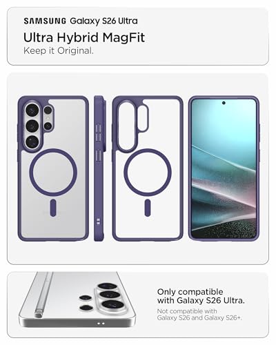 Image of Spigen for Galaxy S26 Ultra Case, Ultra Hybrid MagFit [Anti-Yellowing] [Compatible with MagSafe] [Fast Wireless Charging] - Deep Purple