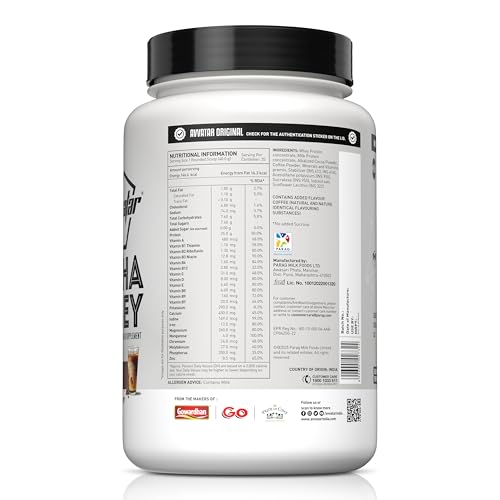 Image of avvatar ALPHA WHEY PROTEIN | 1Kg | Cold Coffee Flavour | 25g Protein | 25 Servings