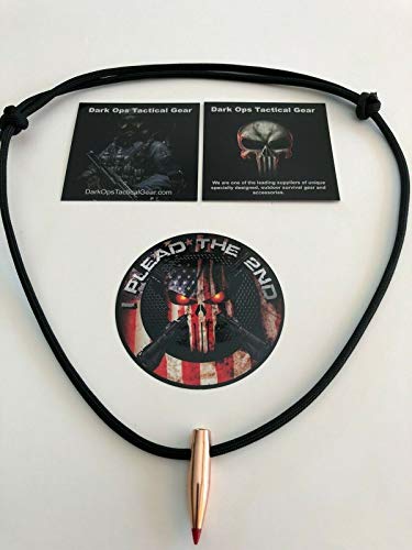 DarkOpsTacticalGear.com 1 Paracord HOG Tooth (.30 Cal Red Tip) Necklace + 1 Decal...Black