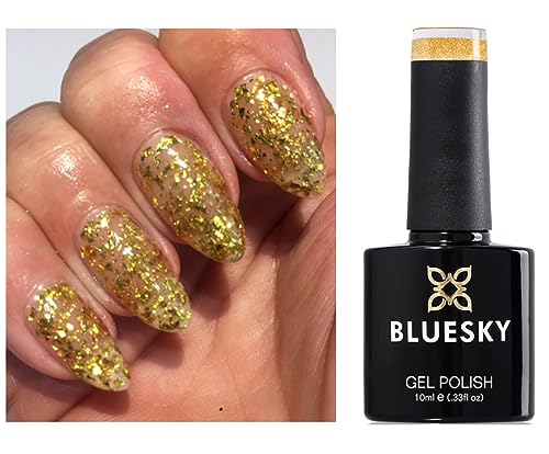 Bluesky Brilliant Gold Yellow Glitter Nail Gel Polish UV LED Soak Off 10ml