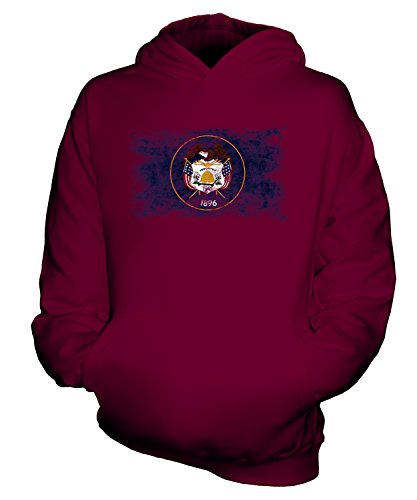 Sweat-shirt à capuche enfant fille garçon motif drapeau américain Utah délavé