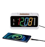 ZAPALA expert Alarm Clock Radio, 2 Alarms Jumbo LED Display Plug in Digital FM Clock Radio with USB Charging Port, Days Display, Adjustable Volume & Dimmer, Nightlight, Snooze for Deep Sleepers Kids