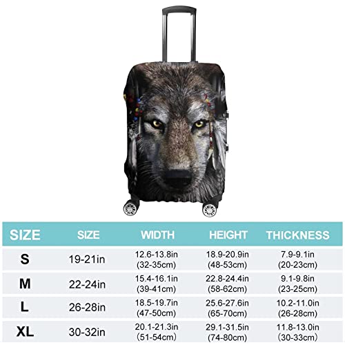 Native American Wolf Oortelefoon Koffer Cover Wasbaar Reizen Trolley Case Anti-kras Bagage Cover Premium Trolley Protector S - Image 3