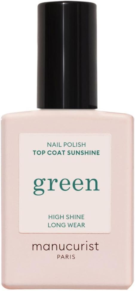 Manucurist - Green Sunshine Nail Polish Top Coat - Vegan Top Coat - 12-Free - Plant-Based Ingredients (69%) - Made in France - 0.5 fl oz