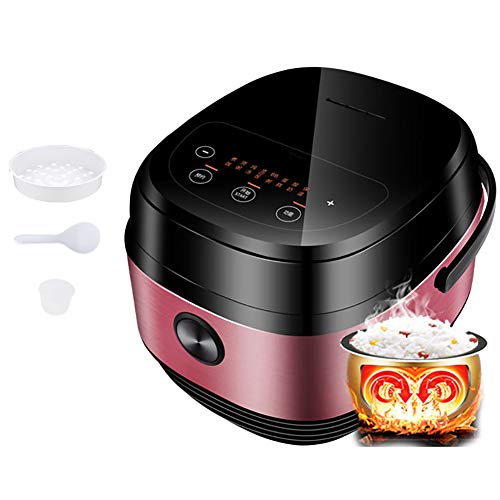 Familienmini-Reiskocher-Dampfer Halten-Warm-Funktion Premium-Qualität-Innentopf mit Spatel-Messbecher Easy-Reinigung 3L,Rosa