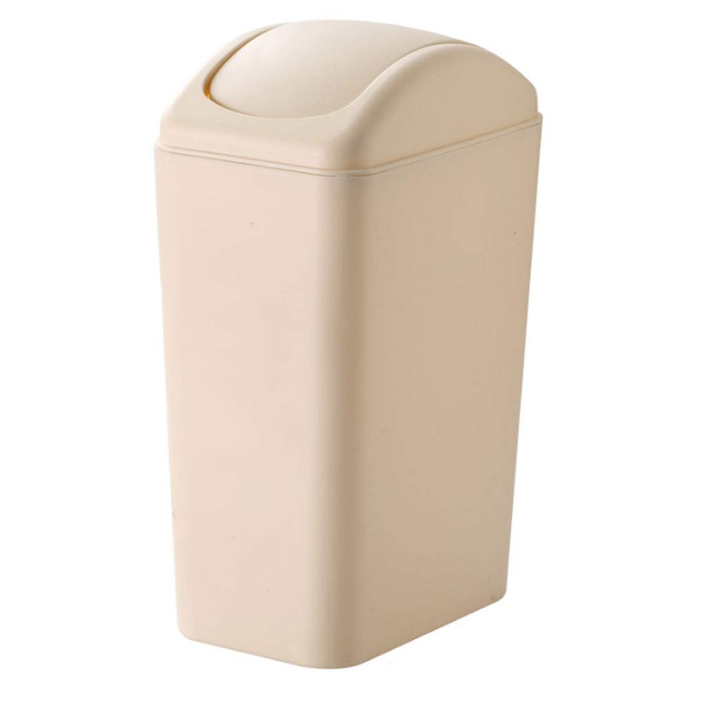 UPJAKS Cubo de Basura Bote de Basura Hogar Sala de Estar Dormitorio Baño Cocina Batido Cubierta Rectangular Inodoro Cubierto Cubo de Basura 12L Bote de Basura Baño (Color : Beige)