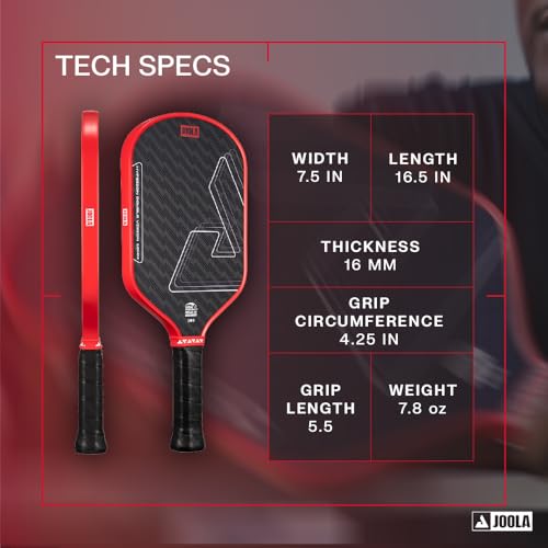 Image of JOOLA Double Vision 16mm Pickleball Paddle - Signature and Standard Shape - Aramid Surface for Softer Responsive Touch - SK Film for Reduce Vibration - USAP Approved - NFC Chip Enabled