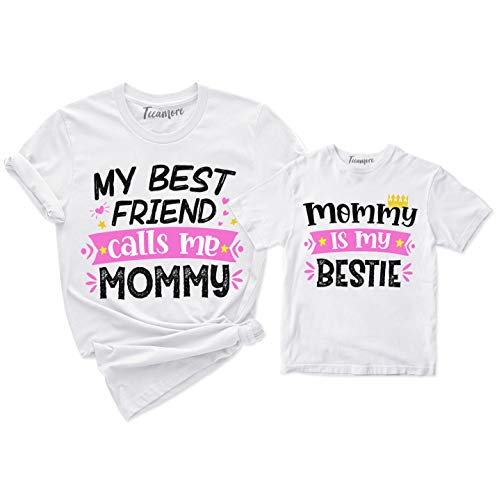 TEEAMORE Mommy is My Bestie My Best Friend Calls Me Mommy Matching Shirt Mom Kids T-Shirt Gift
