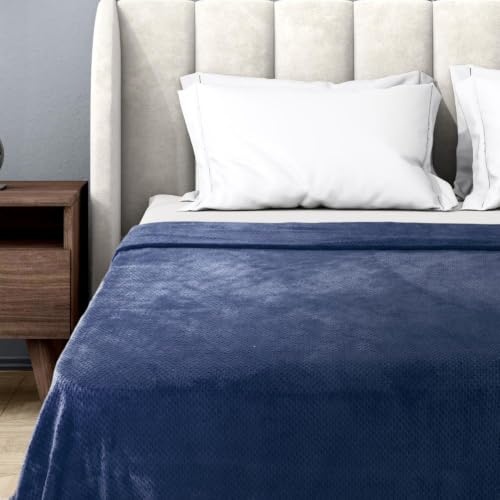 Image of Wakefit Premium Flannel Solid Single Bed Blanket (86x60 Inch) | 200 GSM Reversible Lightweight Soft Polyester Blanket for Bed, Sofa, Couch, Travel & Camping | Gentle Machine Washable | Blue