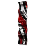 Statements2000 Modern Red, Black and Silver Vibrant Metal Wall Wave Accent - Abstract Contemporary H