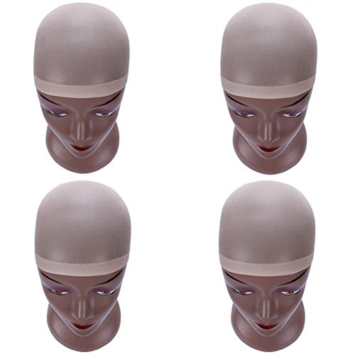 8 pcs Stretchy Nylon Wig Caps Free Size Unisex Breathable Wig Caps (Beige)