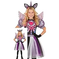 FIESTAS GUIRCA Sinister Unicorn Girls Fancy Dress Costume - Including Purple Unicorn Headband, Glitter Dress with Tutu & Wings - Halloween Girls Costumes