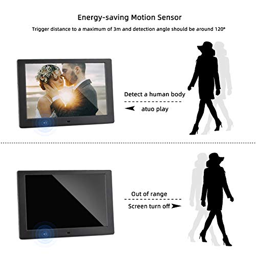 10 Inch Digital Picture Frame With 16: 9 Screen Digital Photo Frame Adjustable Brightness, Timing Power On/Off, Calendar,Background Music Support 1080P Video Remote Control #TOP3