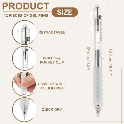 Bolígrafos gel 0.5mm PATIKIL 12 unidades tinta negra retráctiles miniatura 2