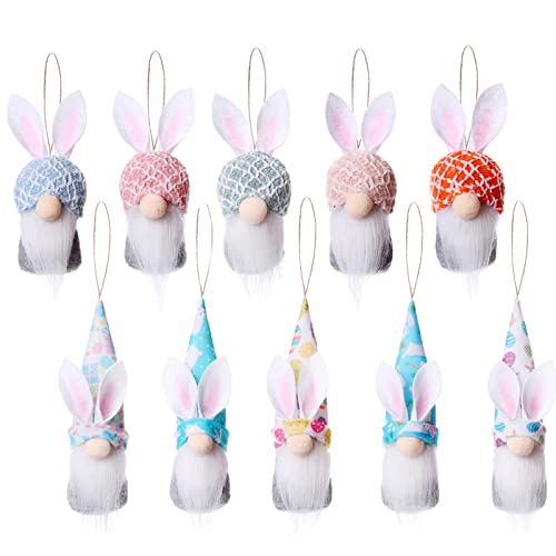 Gnomos de conejito de Pascua Felpa Elfo Enano hecho a mano Folclore escandinavo Colgando Adornos de Pascua Coleccionable Figura Decoración de elfo de mesa para el hogar (B) Cover